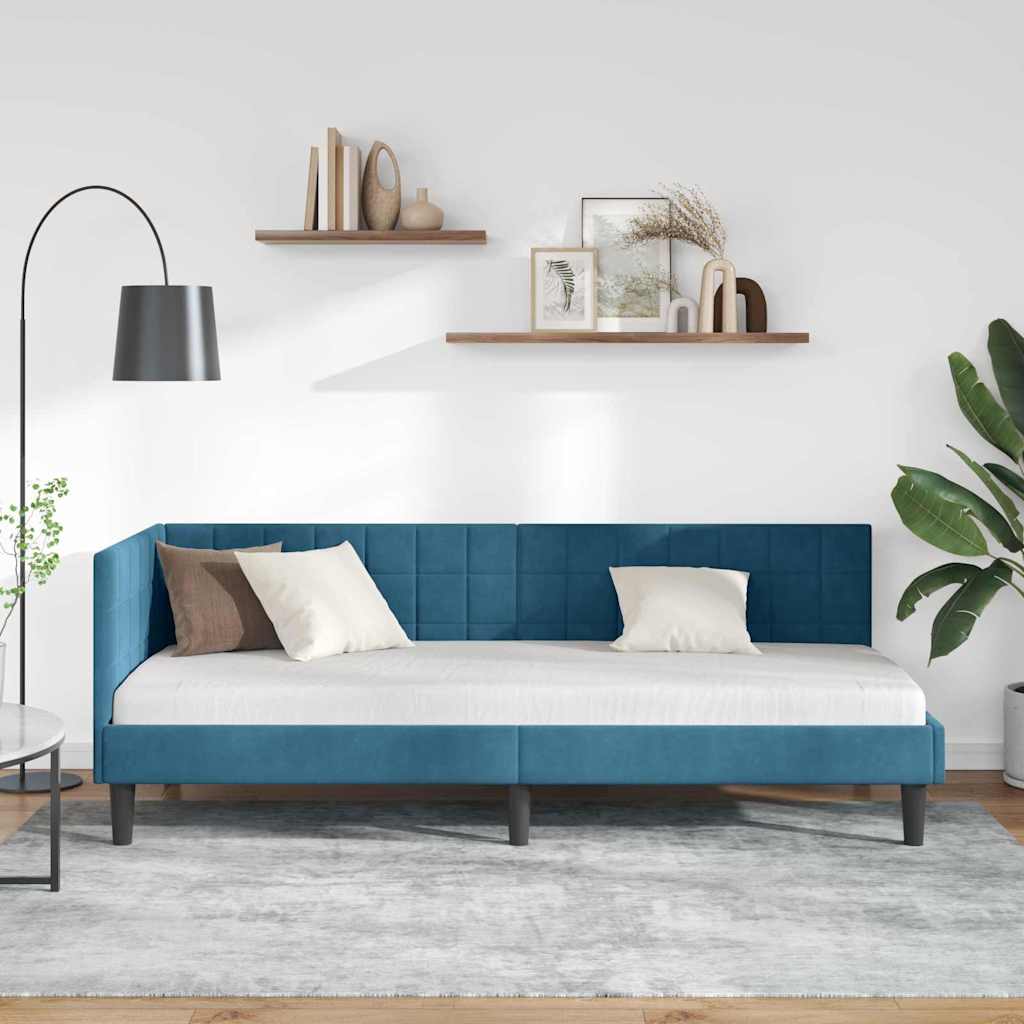 vidaXL Rama łóżka narożnego Niebieski 80 cm x 200 cm Aksamit