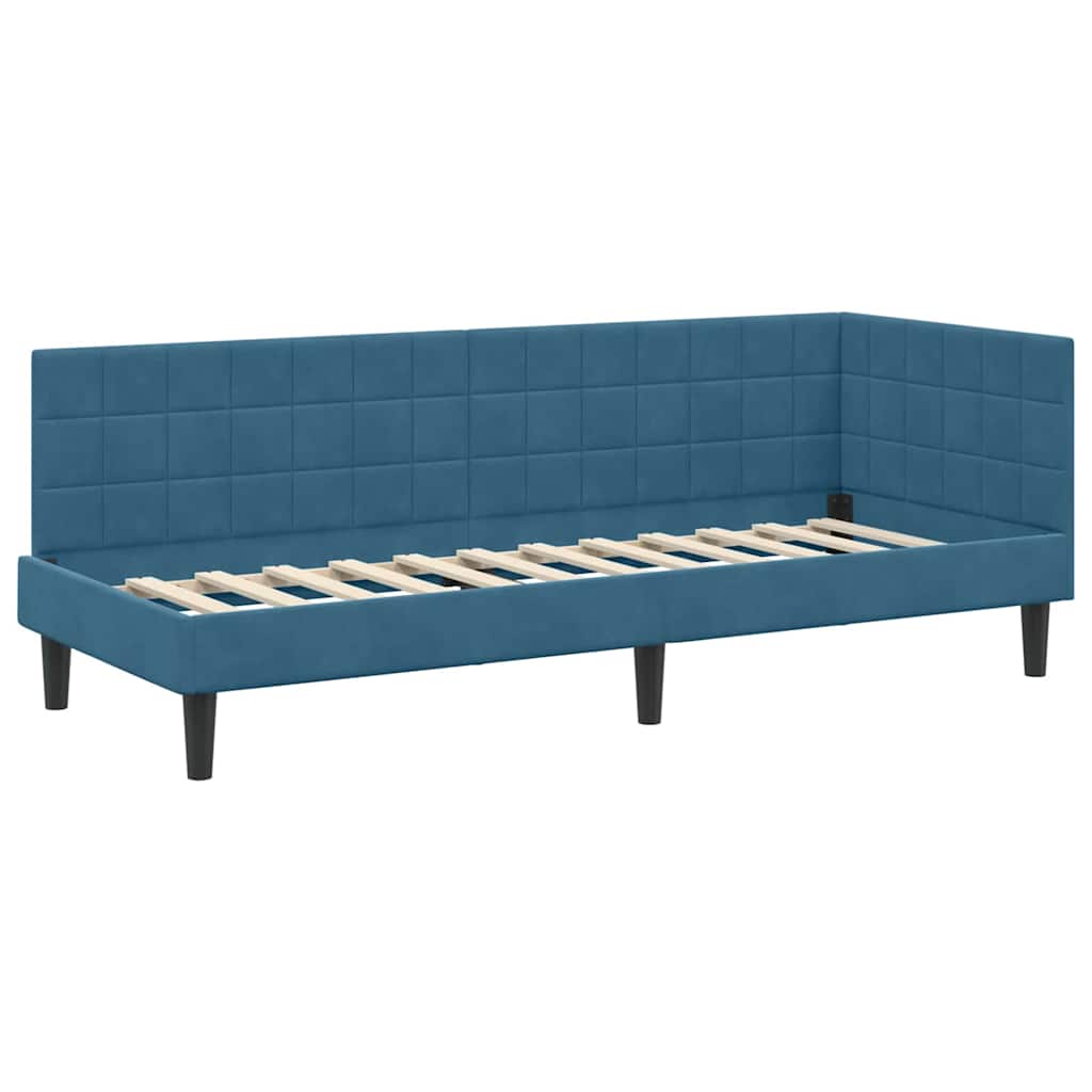 vidaXL Rama łóżka narożnego Niebieski 80 cm x 200 cm Aksamit