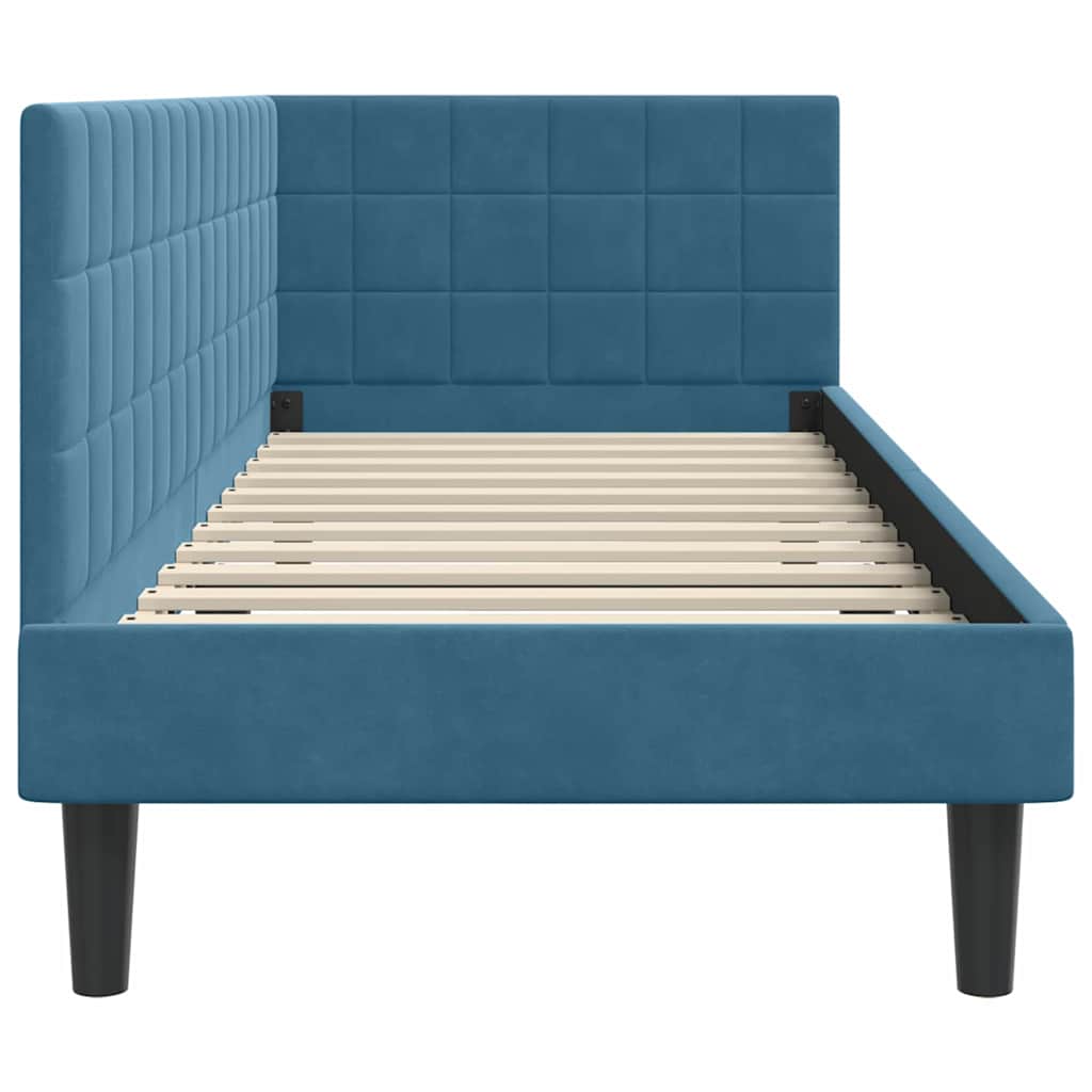 vidaXL Rama łóżka narożnego Niebieski 80 cm x 200 cm Aksamit