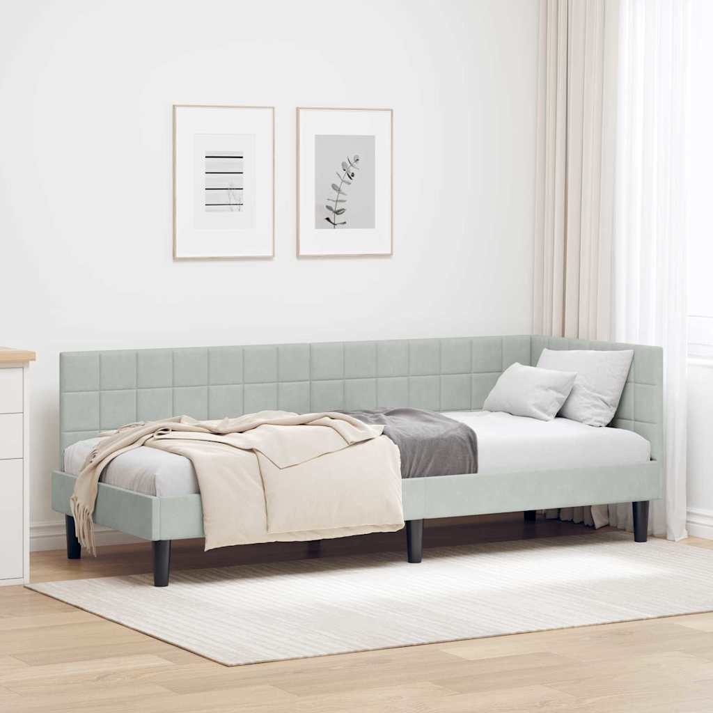 vidaXL Rama łóżka narożnego Jasnoszary 80 cm x 200 cm Aksamit