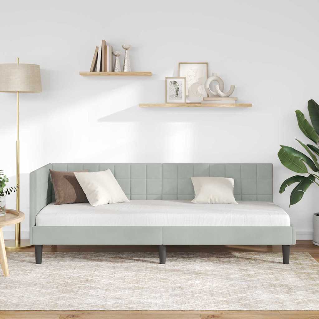 vidaXL Rama łóżka narożnego Jasnoszary 80 cm x 200 cm Aksamit