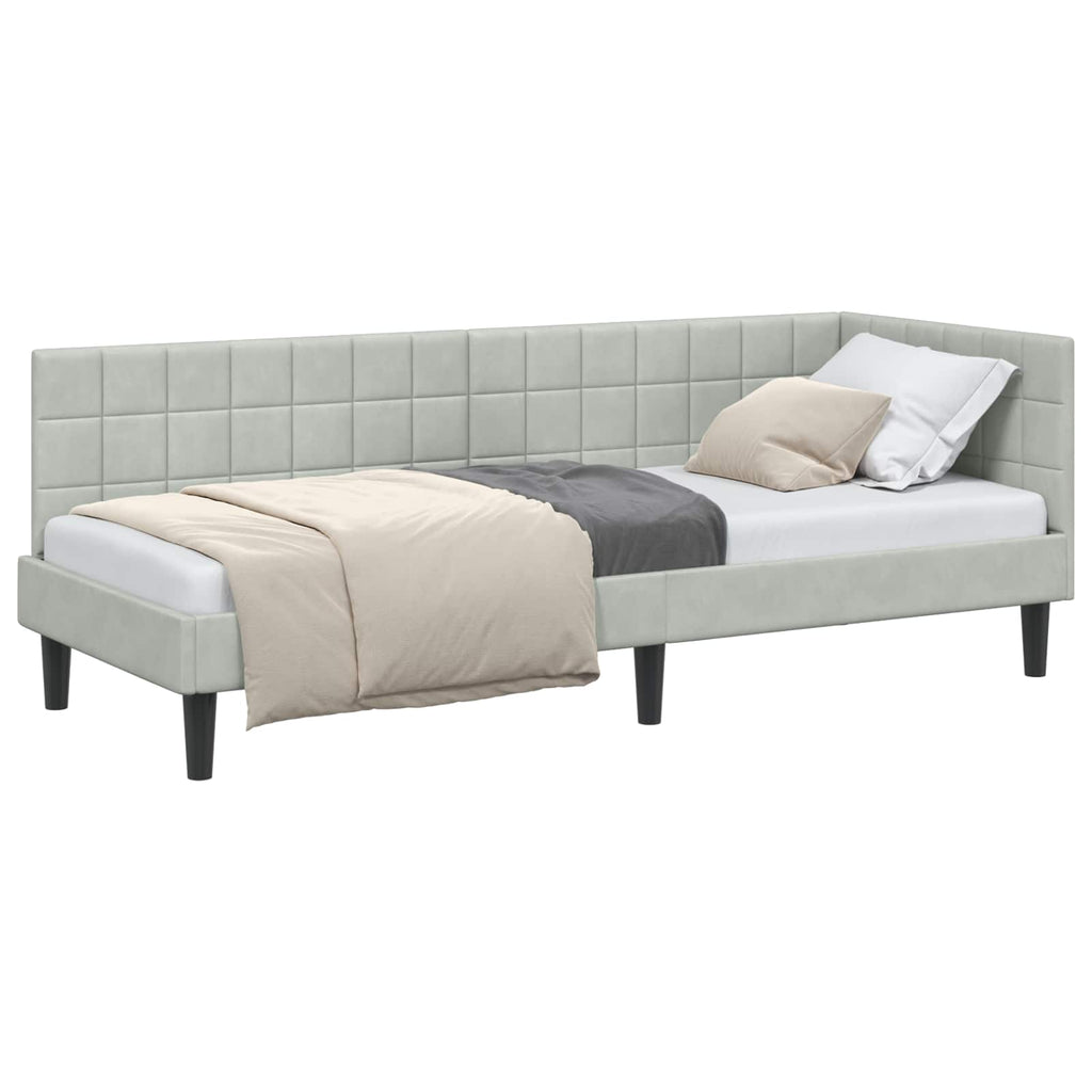 vidaXL Rama łóżka narożnego Jasnoszary 80 cm x 200 cm Aksamit