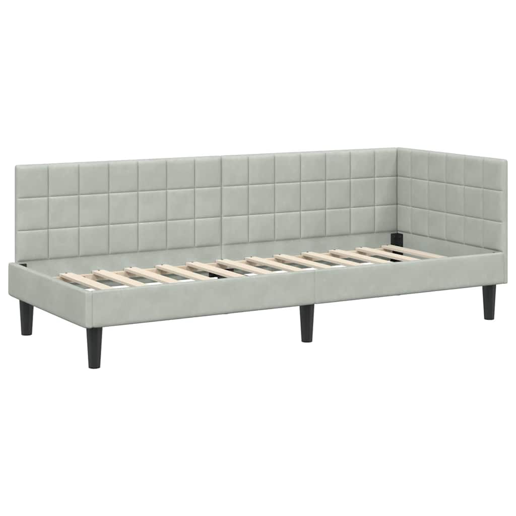 vidaXL Rama łóżka narożnego Jasnoszary 80 cm x 200 cm Aksamit
