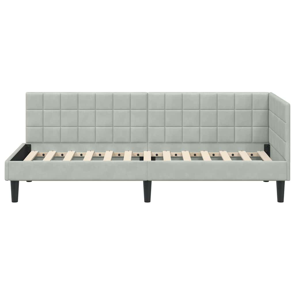 vidaXL Rama łóżka narożnego Jasnoszary 80 cm x 200 cm Aksamit