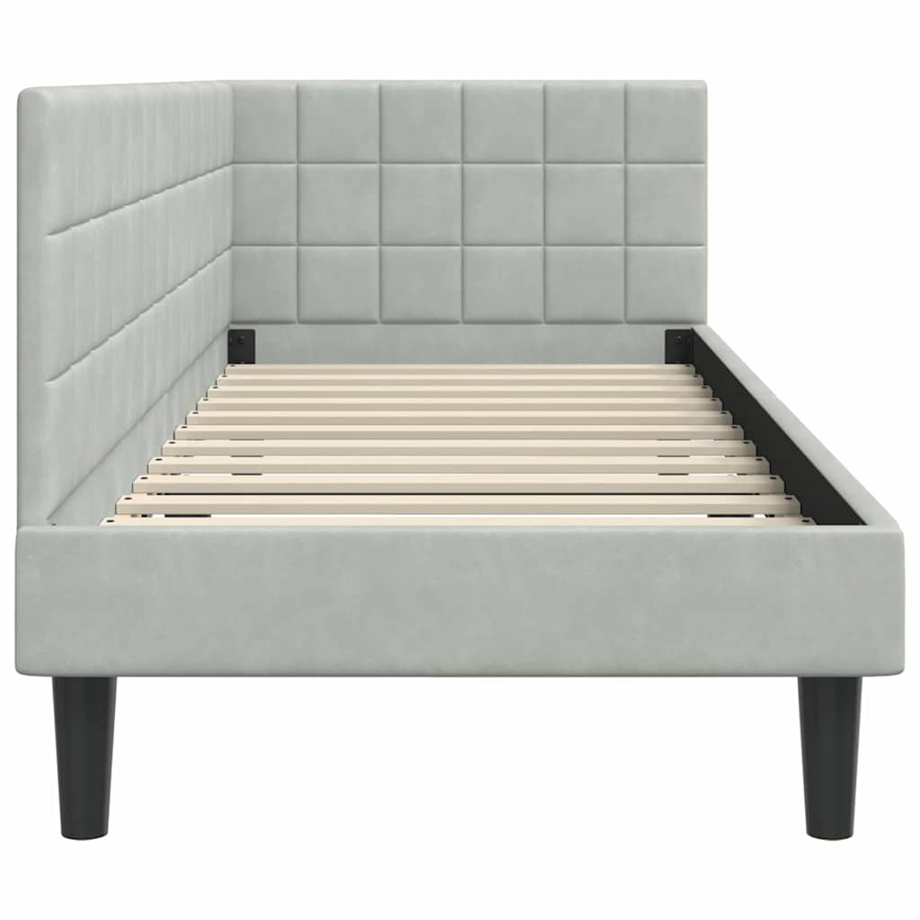 vidaXL Rama łóżka narożnego Jasnoszary 80 cm x 200 cm Aksamit