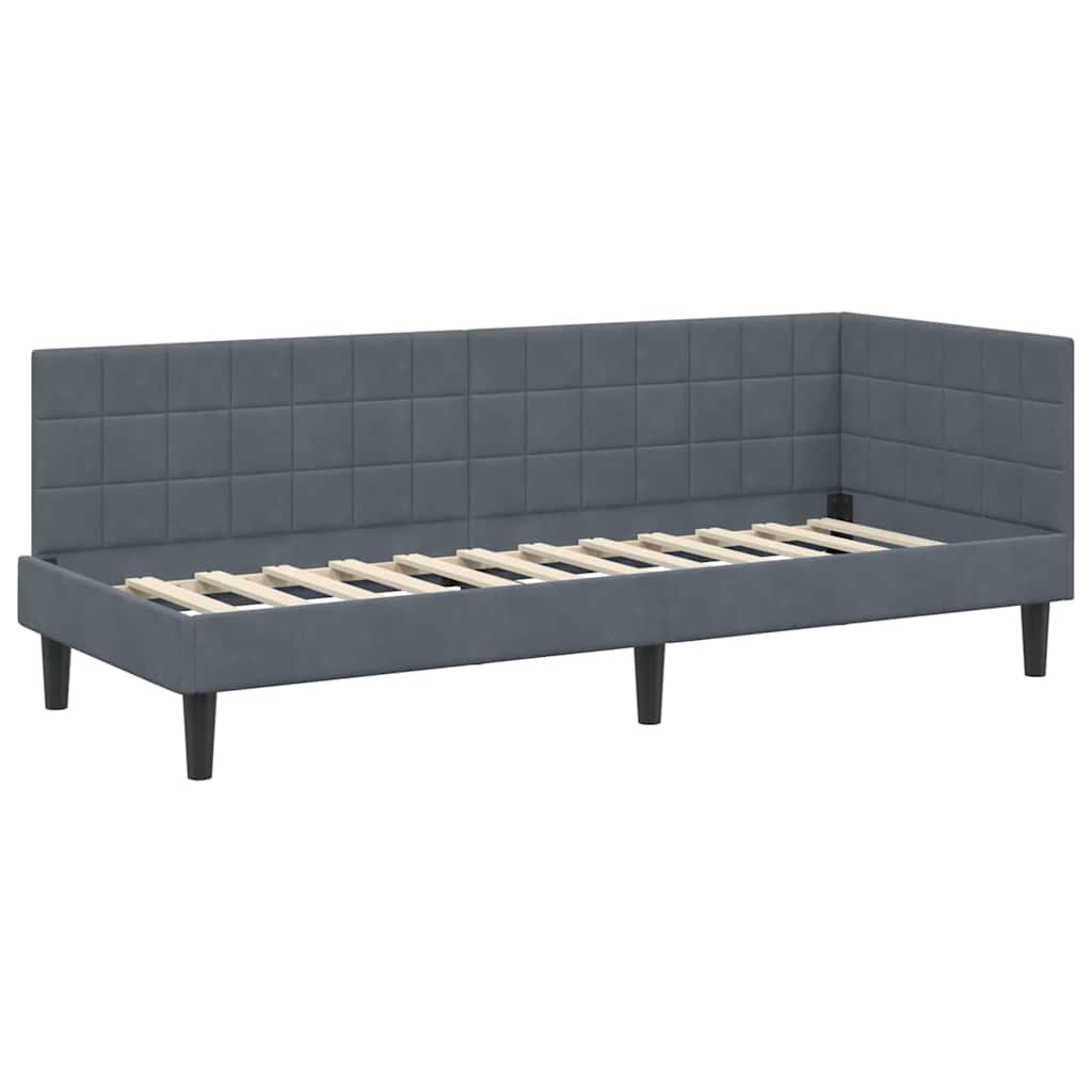 vidaXL Rama łóżka narożnego Ciemnoszary 80 cm x 200 cm Aksamit