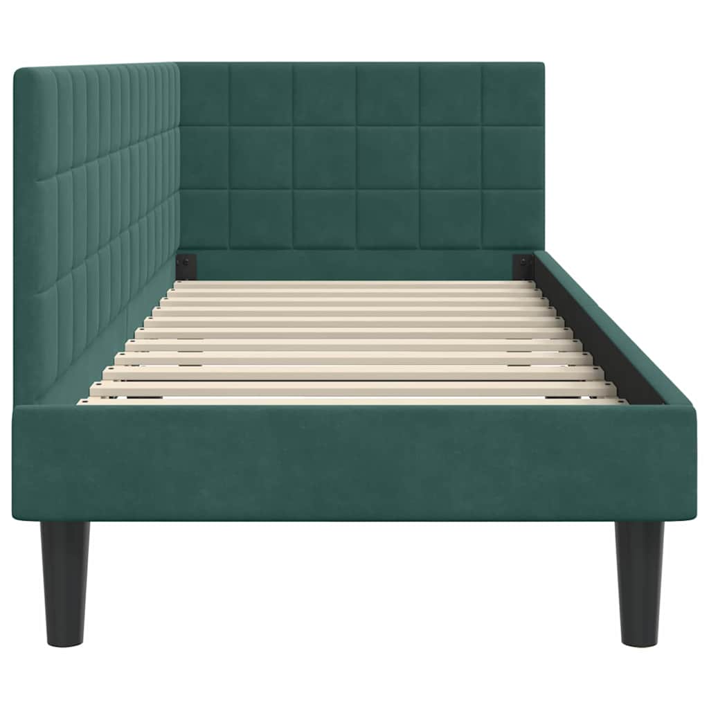vidaXL Rama łóżka narożnego Ciemna zieleń 80 cm x 200 cm Aksamit