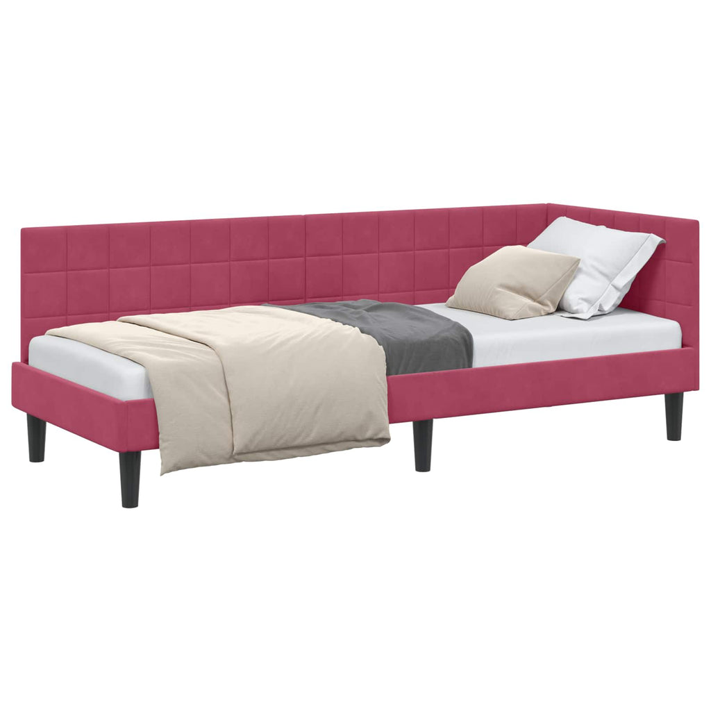 vidaXL Rama łóżka narożnego Czerwone wino 80 cm x 200 cm Aksamit