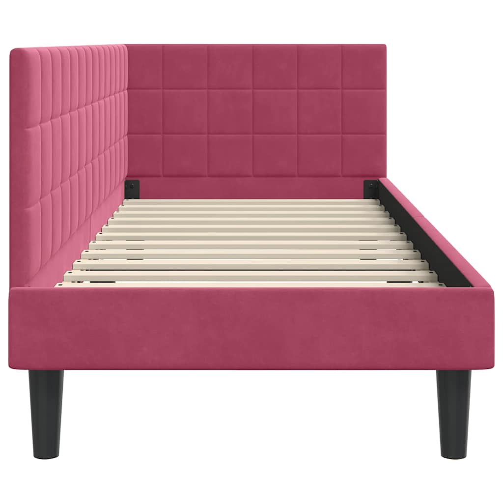 vidaXL Rama łóżka narożnego Czerwone wino 80 cm x 200 cm Aksamit