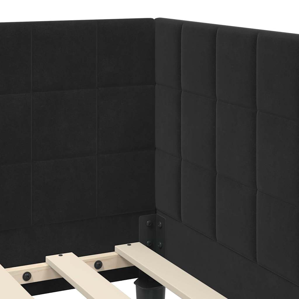 vidaXL Rama łóżka narożnego Z zagłówkiem Czarny 80 cm x 200 cm Aksamit