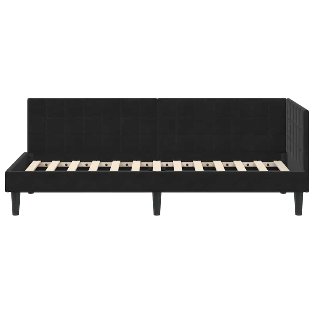vidaXL Rama łóżka narożnego Z zagłówkiem Czarny 80 cm x 200 cm Aksamit