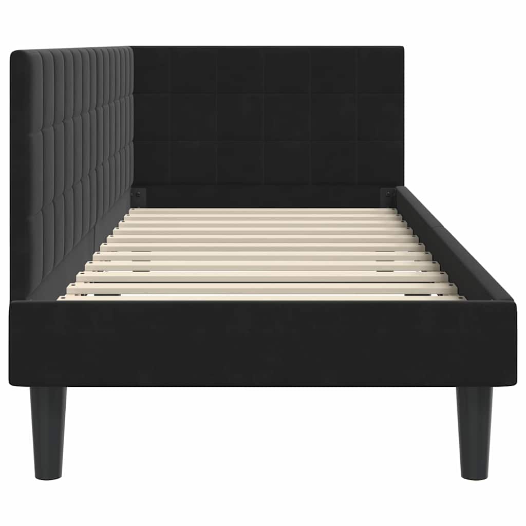 vidaXL Rama łóżka narożnego Z zagłówkiem Czarny 80 cm x 200 cm Aksamit
