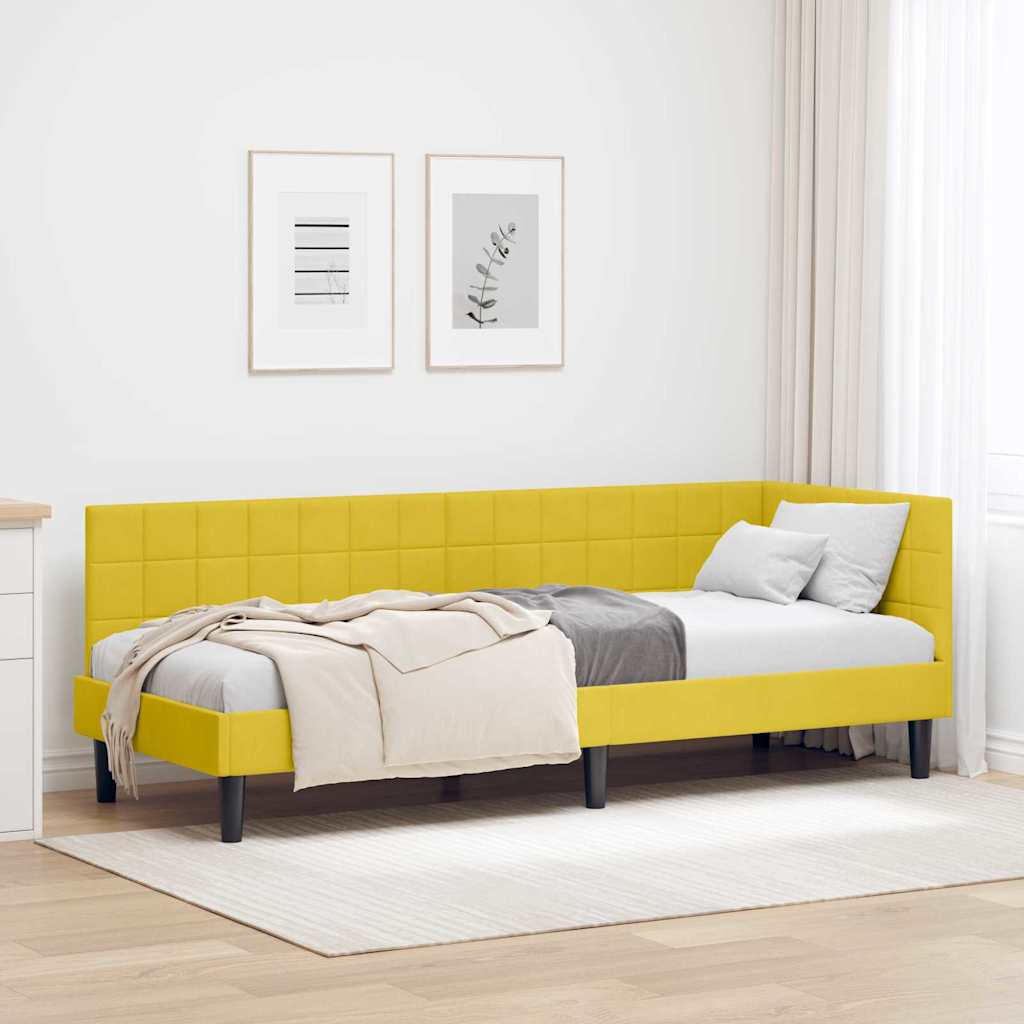 vidaXL Rama łóżka narożnego Z zagłówkiem Żółty 80 cm x 200 cm Aksamit