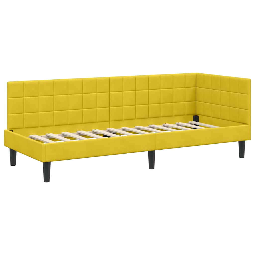 vidaXL Rama łóżka narożnego Z zagłówkiem Żółty 80 cm x 200 cm Aksamit
