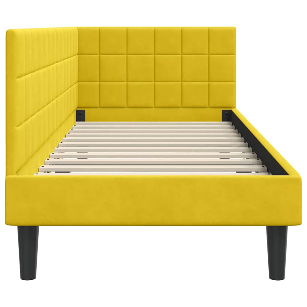 vidaXL Rama łóżka narożnego Z zagłówkiem Żółty 80 cm x 200 cm Aksamit