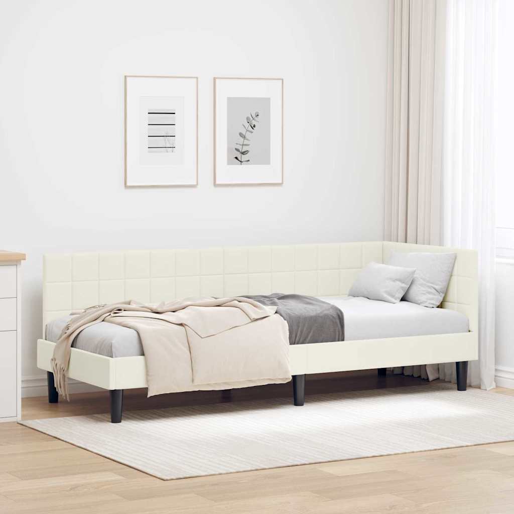 vidaXL Rama łóżka narożnego Kremowy 80 cm x 200 cm Aksamit