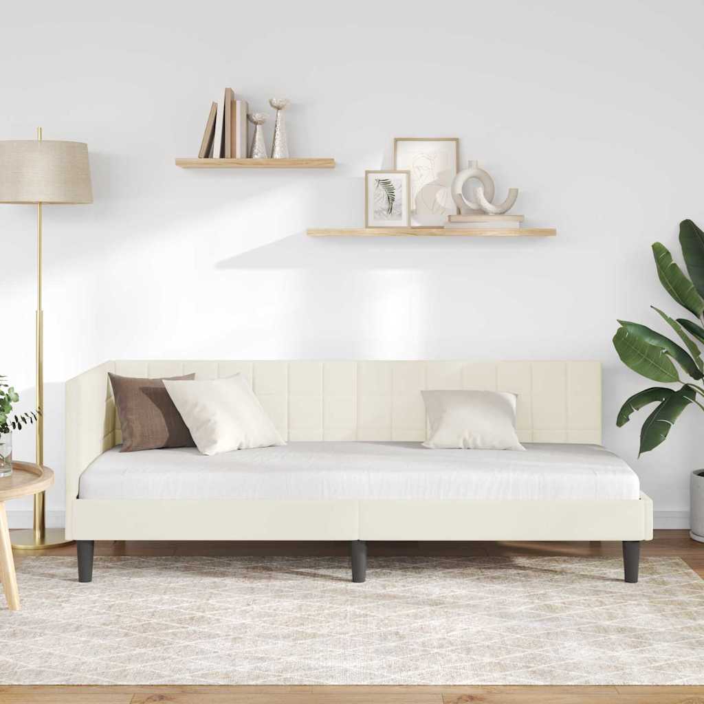 vidaXL Rama łóżka narożnego Kremowy 80 cm x 200 cm Aksamit