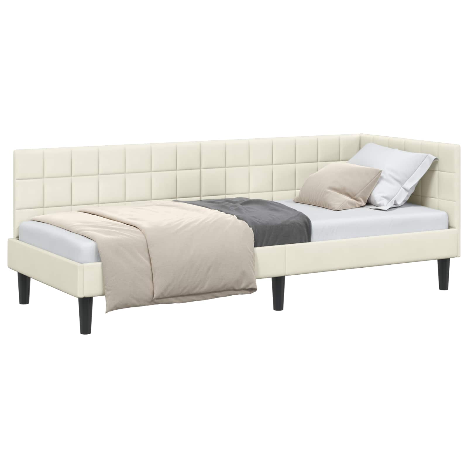 vidaXL Rama łóżka narożnego Kremowy 80 cm x 200 cm Aksamit