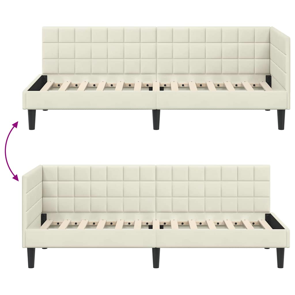 vidaXL Rama łóżka narożnego Kremowy 80 cm x 200 cm Aksamit