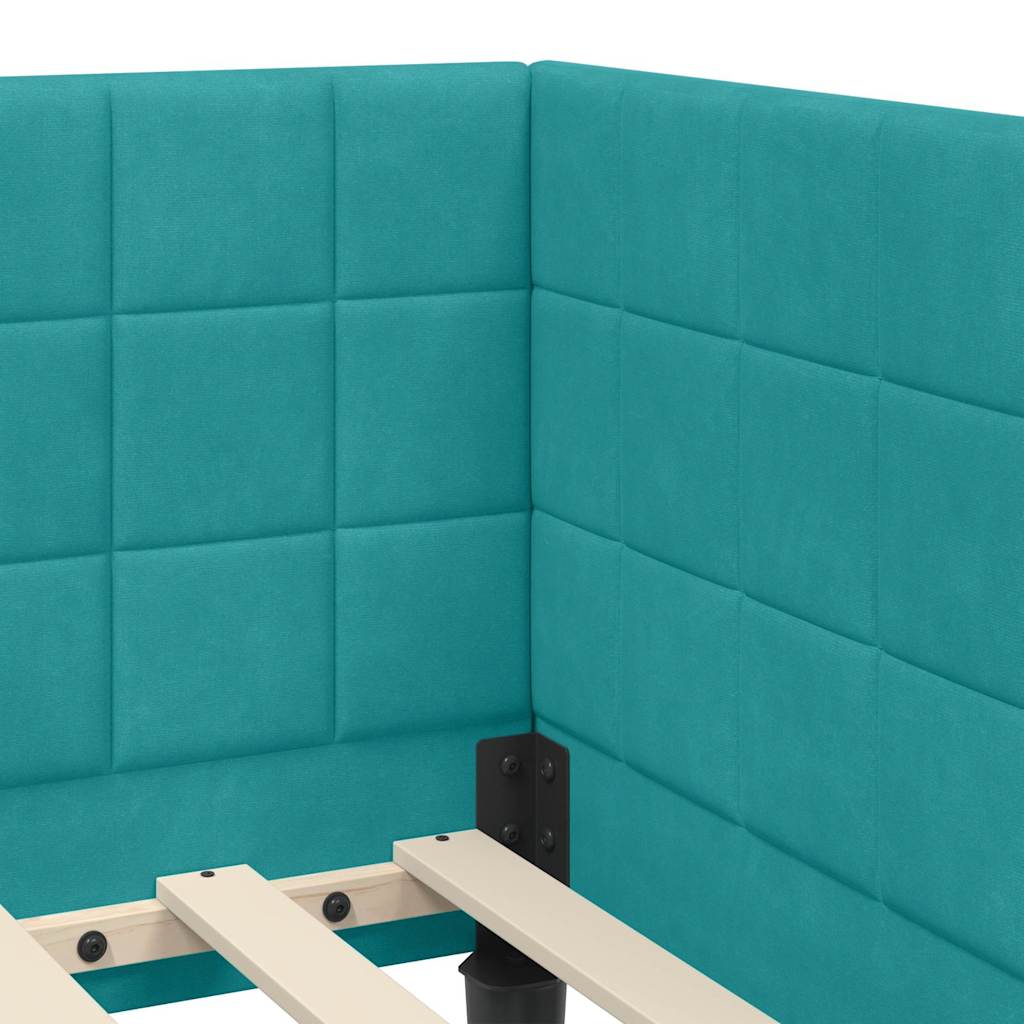 vidaXL Rama łóżka narożnego Turkusowy 80 cm x 200 cm Aksamit