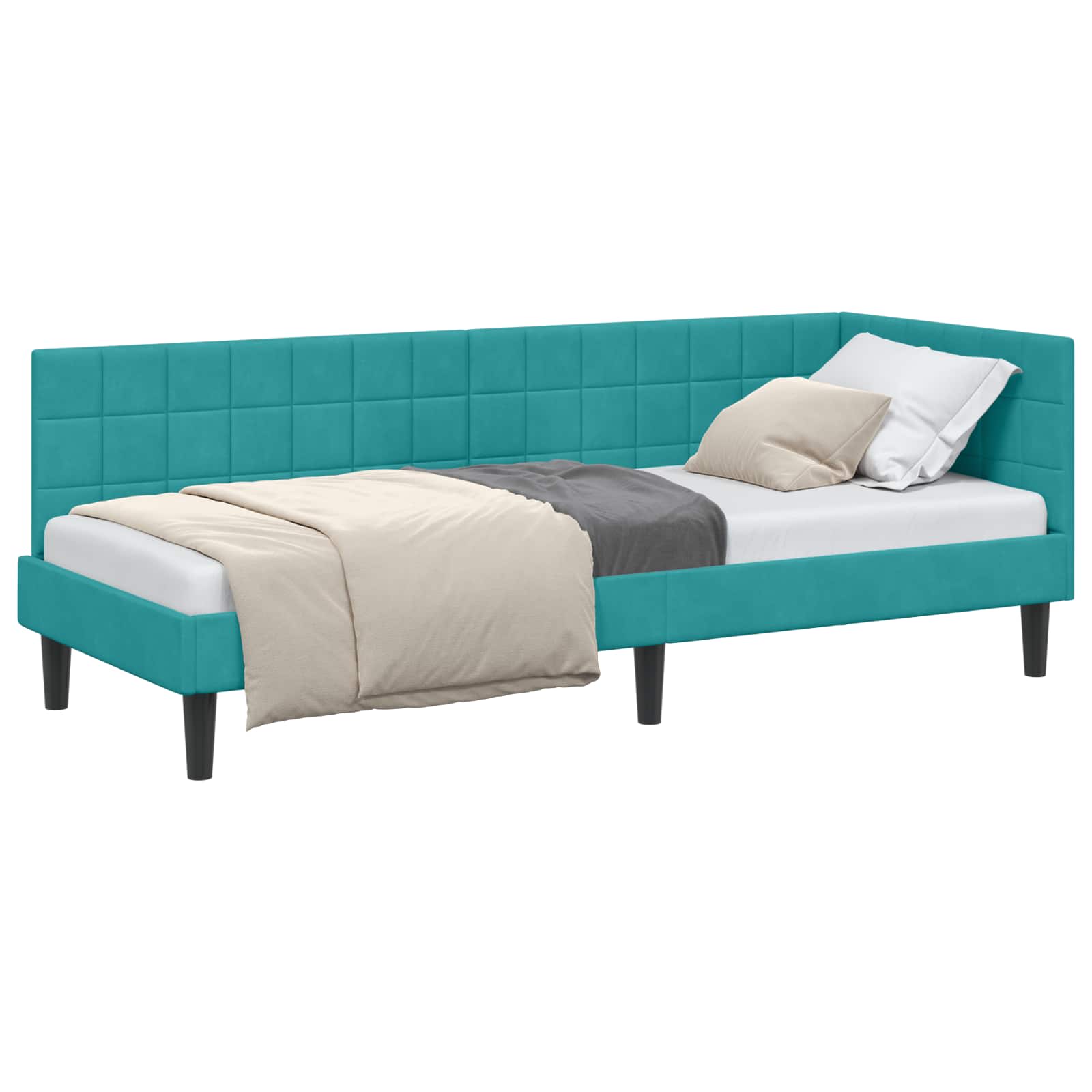vidaXL Rama łóżka narożnego Turkusowy 80 cm x 200 cm Aksamit