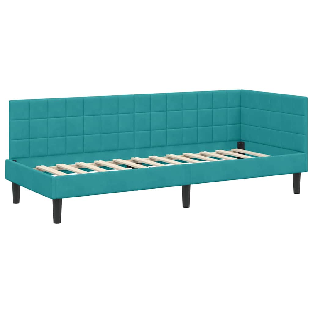 vidaXL Rama łóżka narożnego Turkusowy 80 cm x 200 cm Aksamit