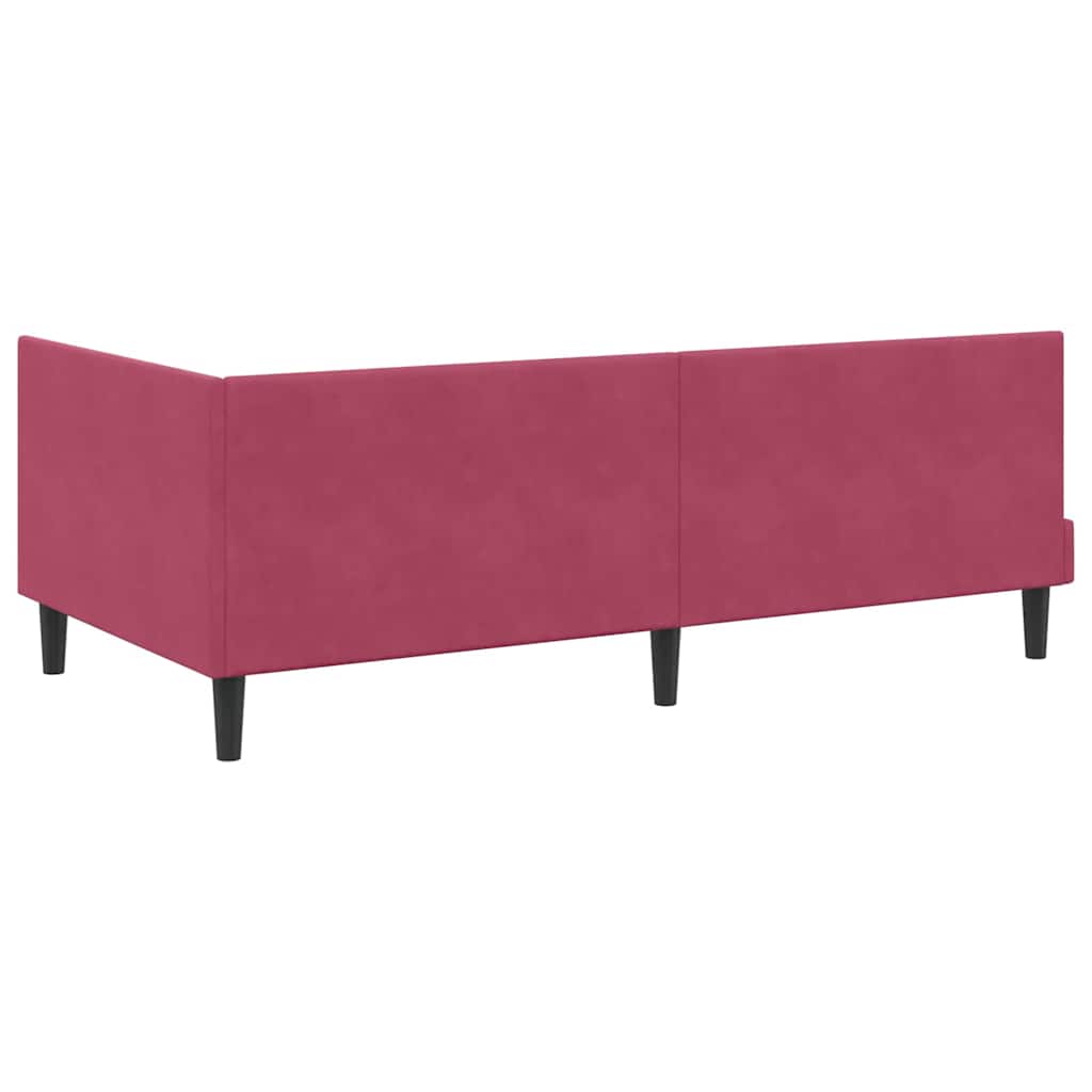vidaXL Rama łóżka narożnego Czerwone wino 90 cm x 190 cm Aksamit