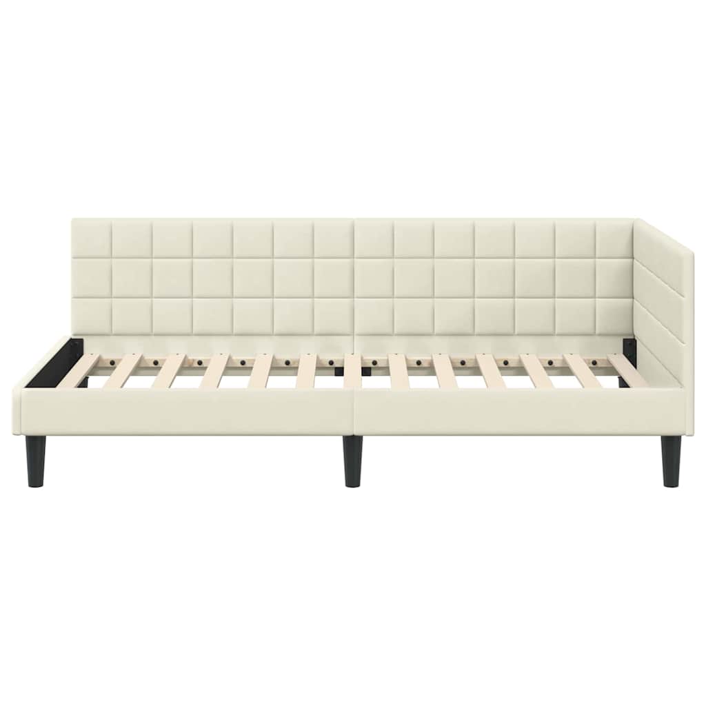 vidaXL Rama łóżka narożnego Kremowy 90 cm x 190 cm Aksamit