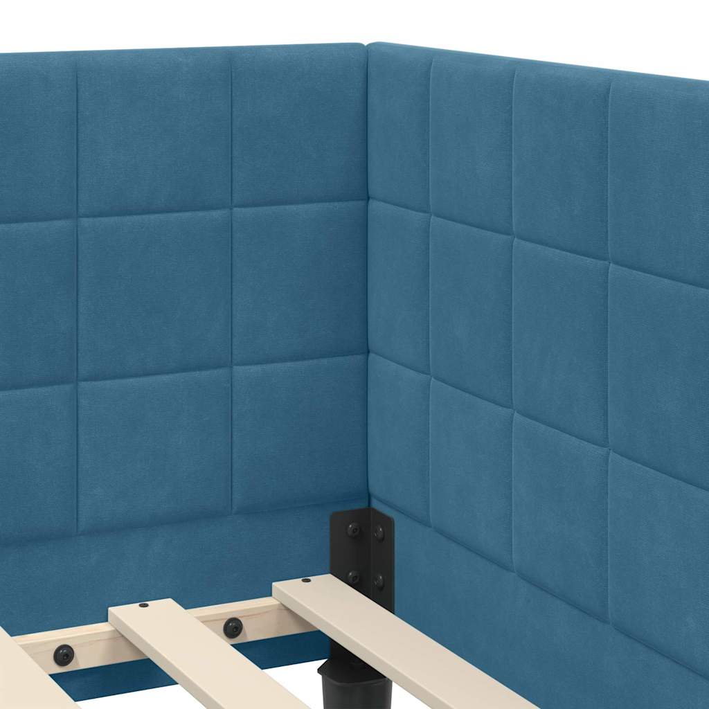 vidaXL Rama łóżka narożnego Niebieski 90 cm x 200 cm Aksamit