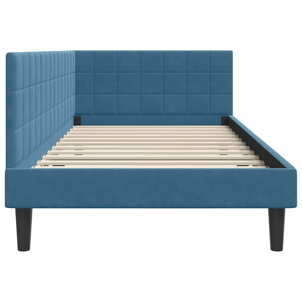 vidaXL Rama łóżka narożnego Niebieski 90 cm x 200 cm Aksamit