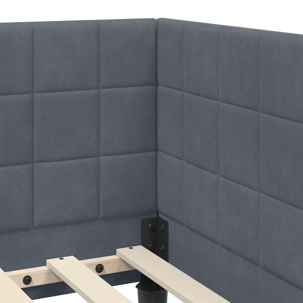 vidaXL Rama łóżka narożnego Ciemnoszary 90 cm x 200 cm Aksamit