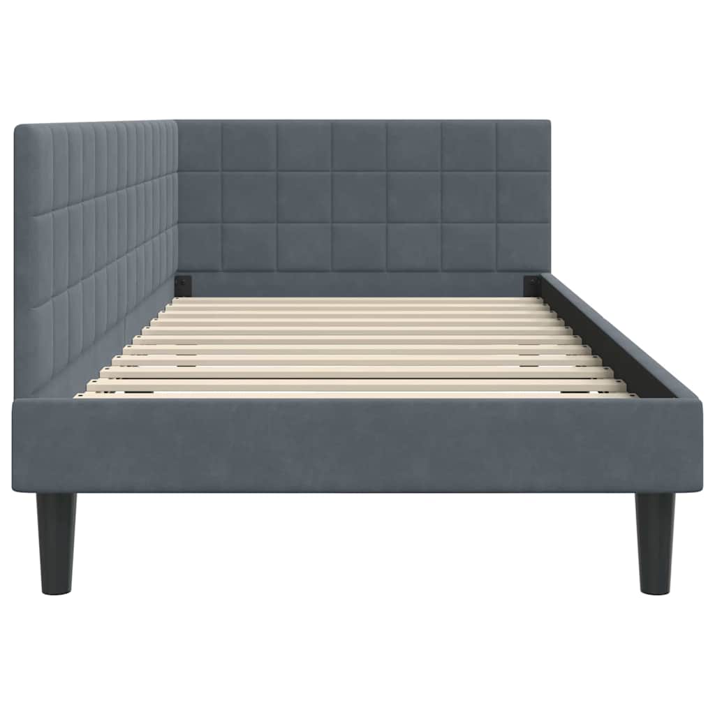 vidaXL Rama łóżka narożnego Ciemnoszary 90 cm x 200 cm Aksamit