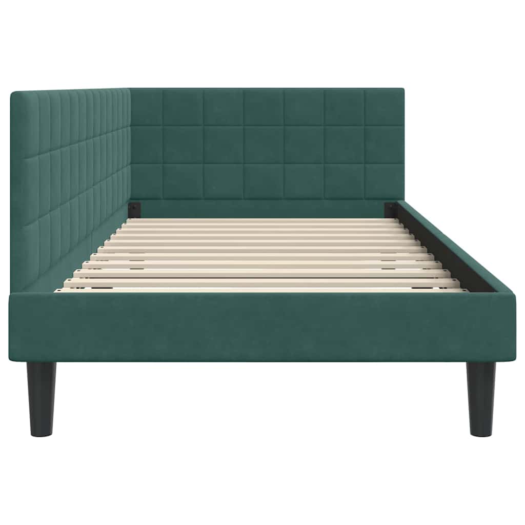 vidaXL Rama łóżka narożnego Ciemna zieleń 90 cm x 200 cm Aksamit