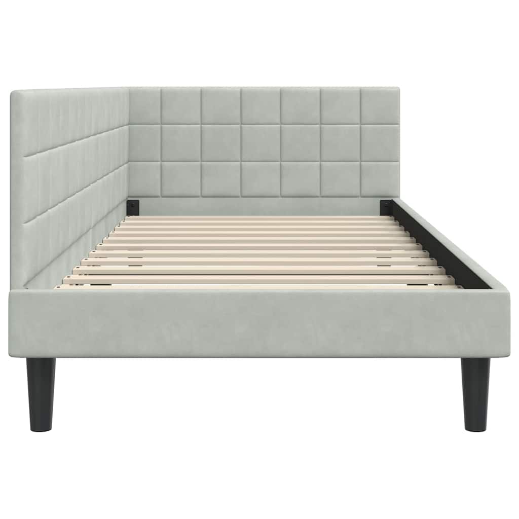 vidaXL Rama łóżka narożnego Jasnoszary 100 cm x 200 cm Aksamit