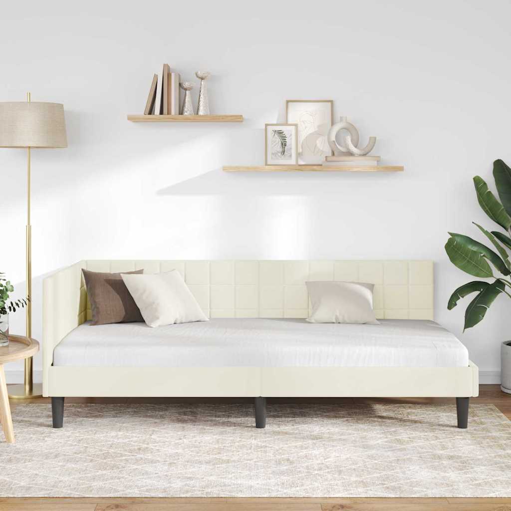 vidaXL Rama łóżka narożnego Kremowy 100 cm x 200 cm Aksamit