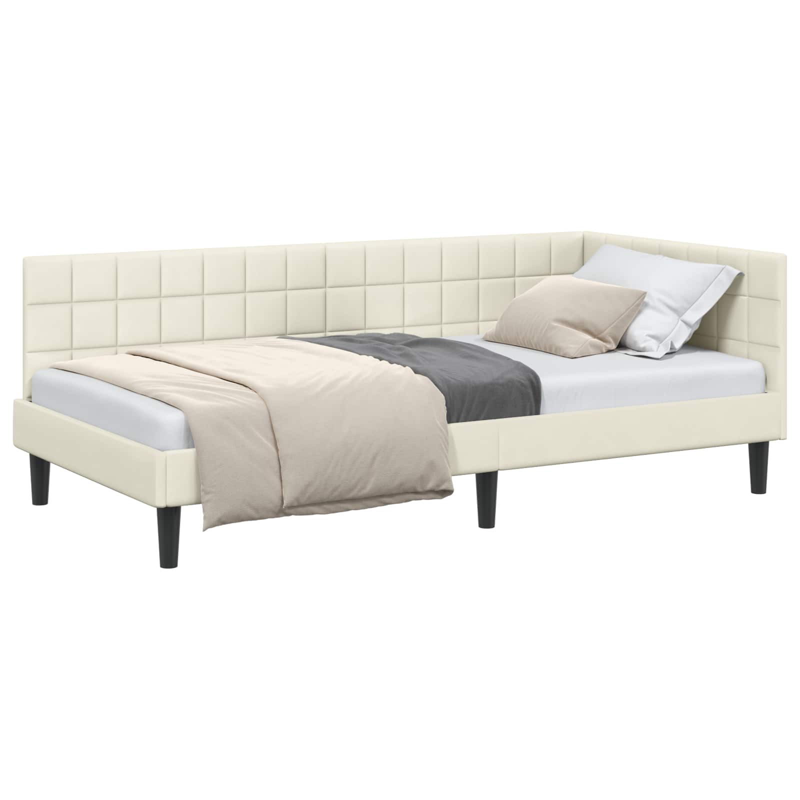 vidaXL Rama łóżka narożnego Kremowy 100 cm x 200 cm Aksamit
