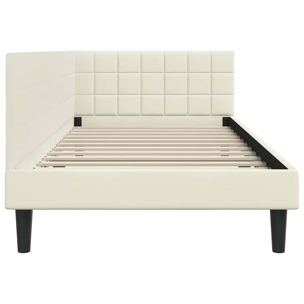 vidaXL Rama łóżka narożnego Kremowy 100 cm x 200 cm Aksamit