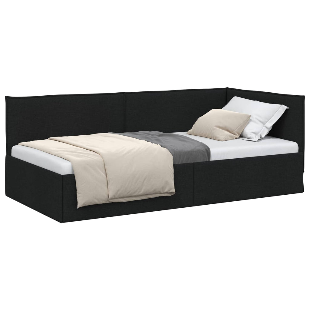 vidaXL Rama łóżka narożnego Z zagłówkiem Czarny 80 x 200 cm tkanina