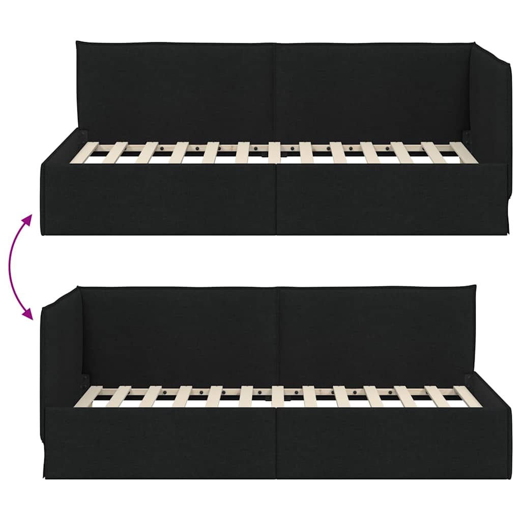 vidaXL Rama łóżka narożnego Z zagłówkiem Czarny 80 x 200 cm tkanina