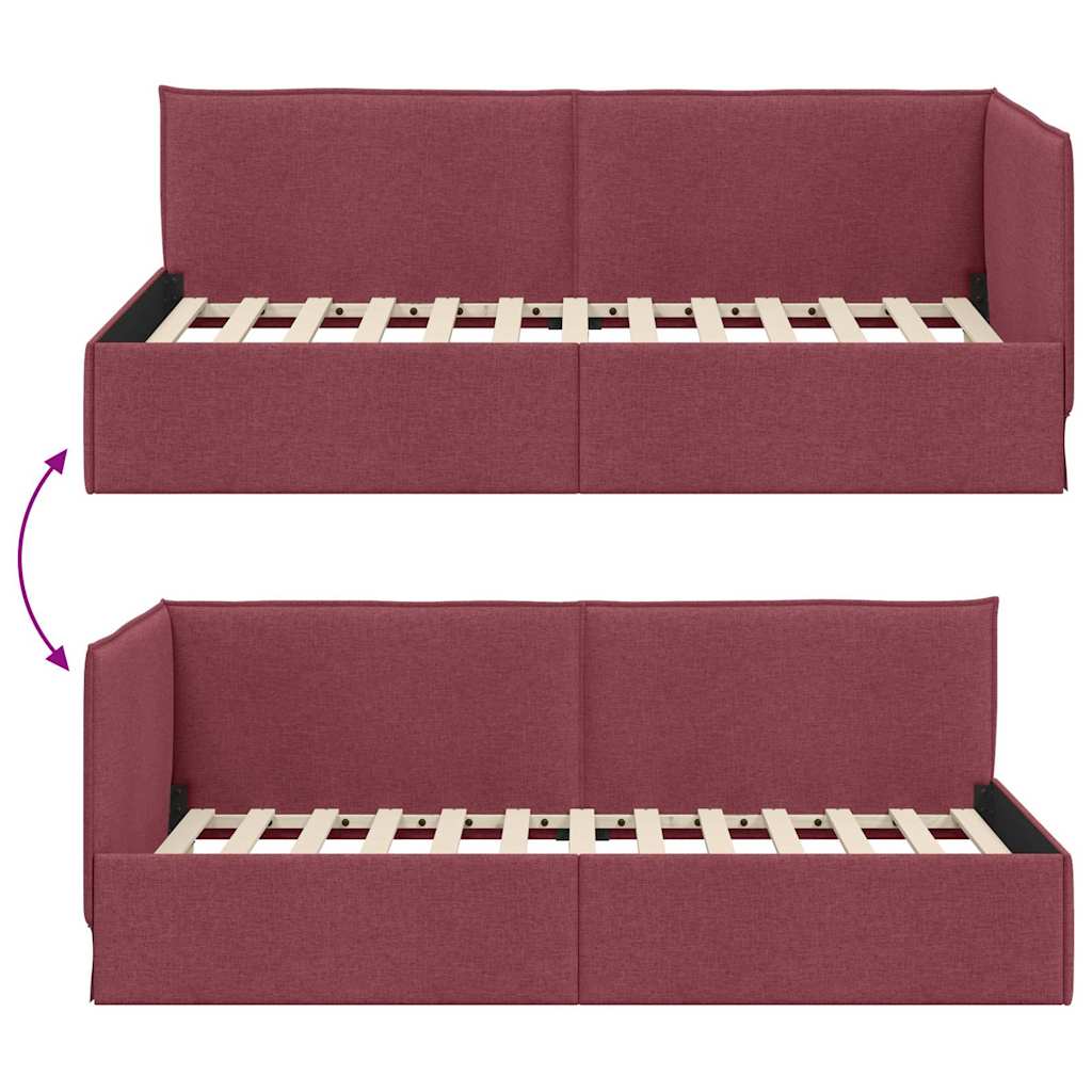 vidaXL Rama łóżka narożnego Czerwone wino 80 x 200 cm tkanina