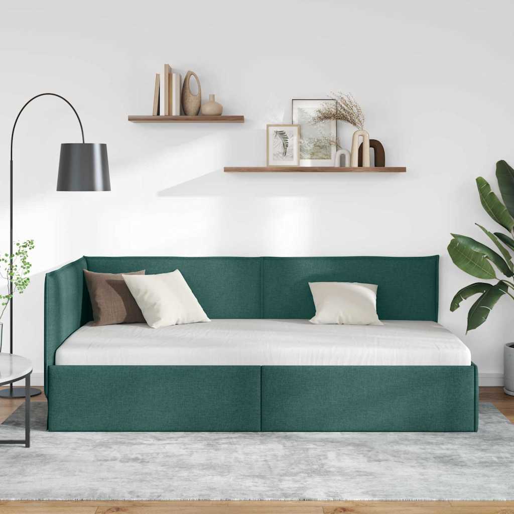 vidaXL Rama łóżka narożnego Ciemna zieleń 80 x 200 cm tkanina