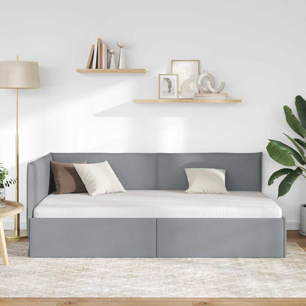 vidaXL Rama łóżka narożnego Jasnoszary 90 x 190 cm tkanina
