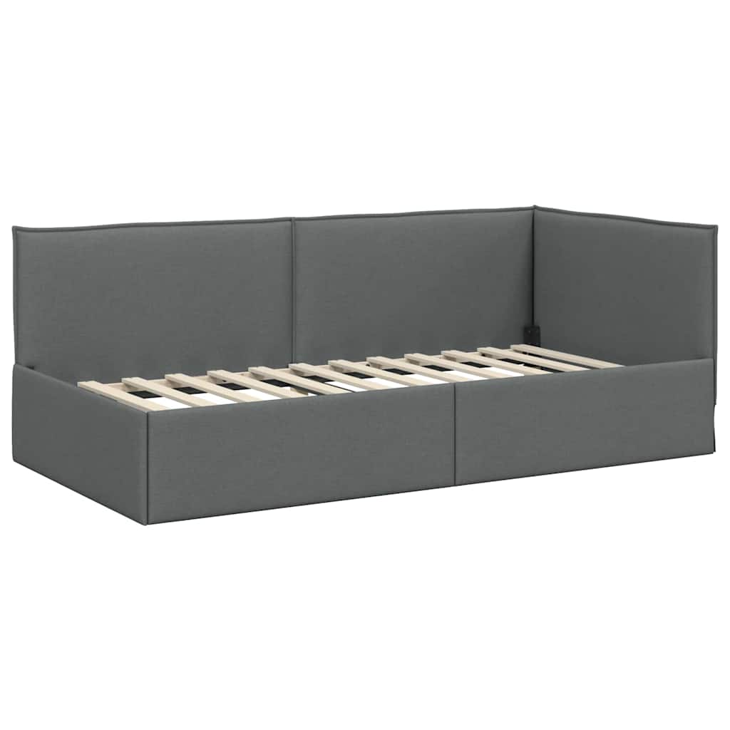 vidaXL Rama łóżka narożnego Ciemnoszary 90 x 190 cm tkanina