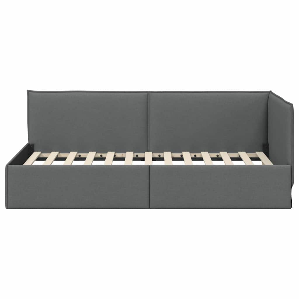 vidaXL Rama łóżka narożnego Ciemnoszary 90 x 190 cm tkanina