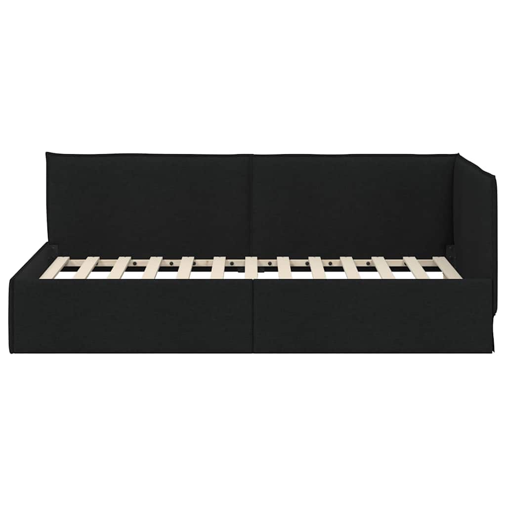 vidaXL Rama łóżka narożnego Z zagłówkiem Czarny 90 x 190 cm tkanina