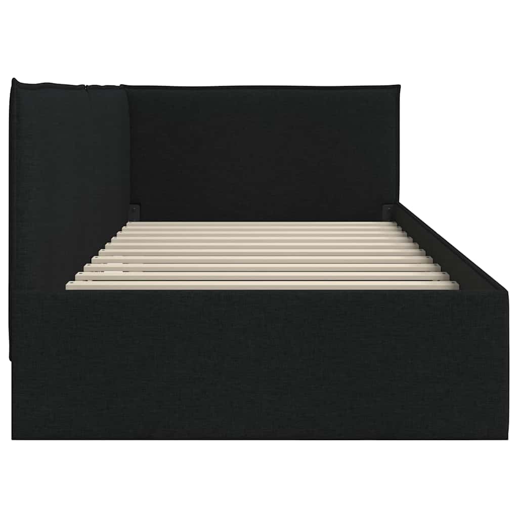vidaXL Rama łóżka narożnego Z zagłówkiem Czarny 90 x 200 cm tkanina