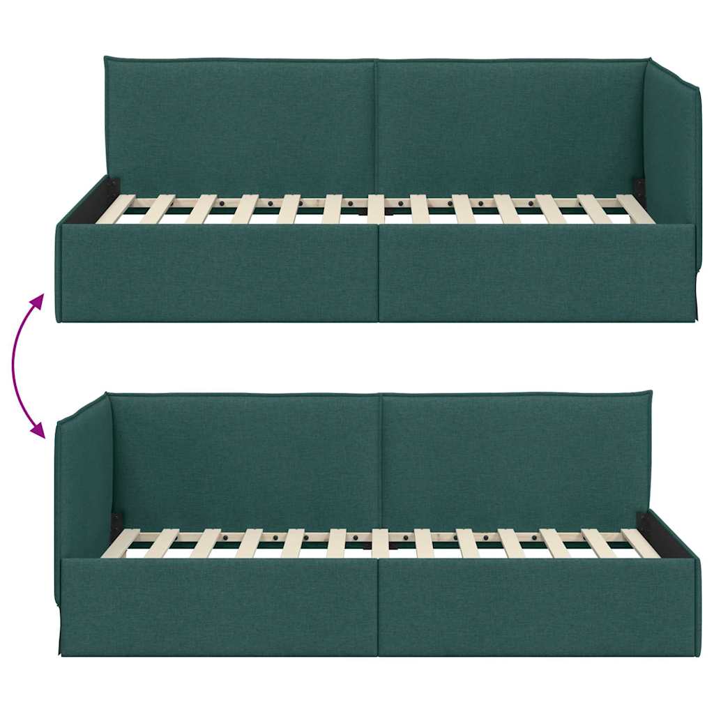 vidaXL Rama łóżka narożnego Ciemna zieleń 90 x 200 cm tkanina