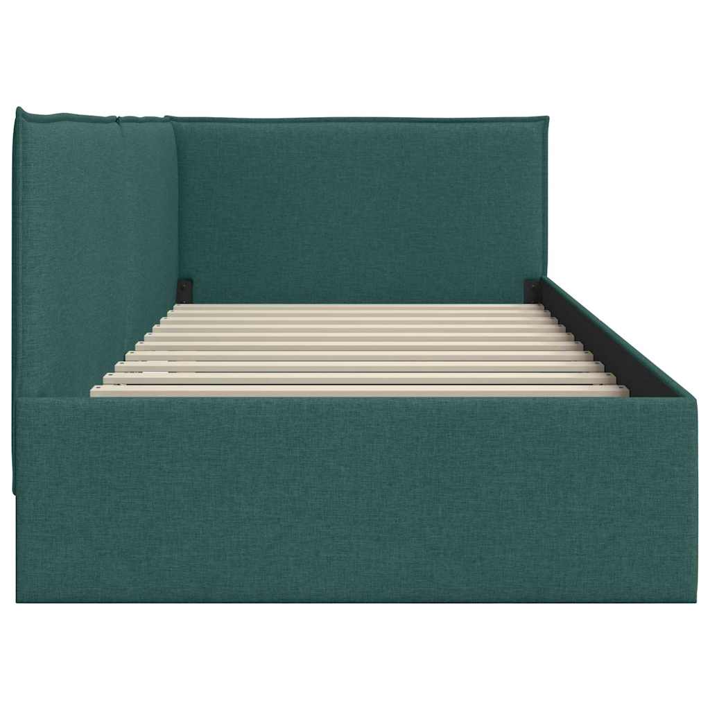 vidaXL Rama łóżka narożnego Ciemna zieleń 90 x 200 cm tkanina