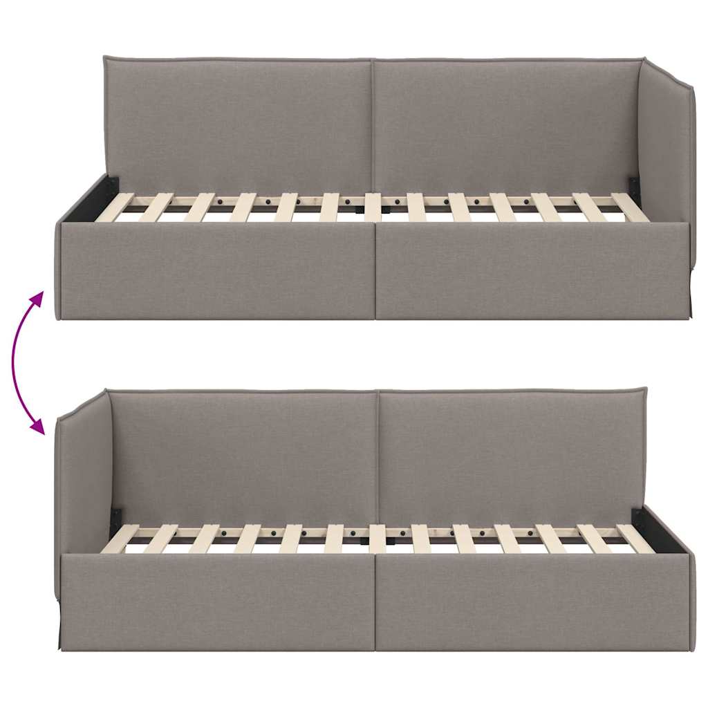 vidaXL Rama łóżka narożnego Ciemnoszary 90 x 200 cm tkanina