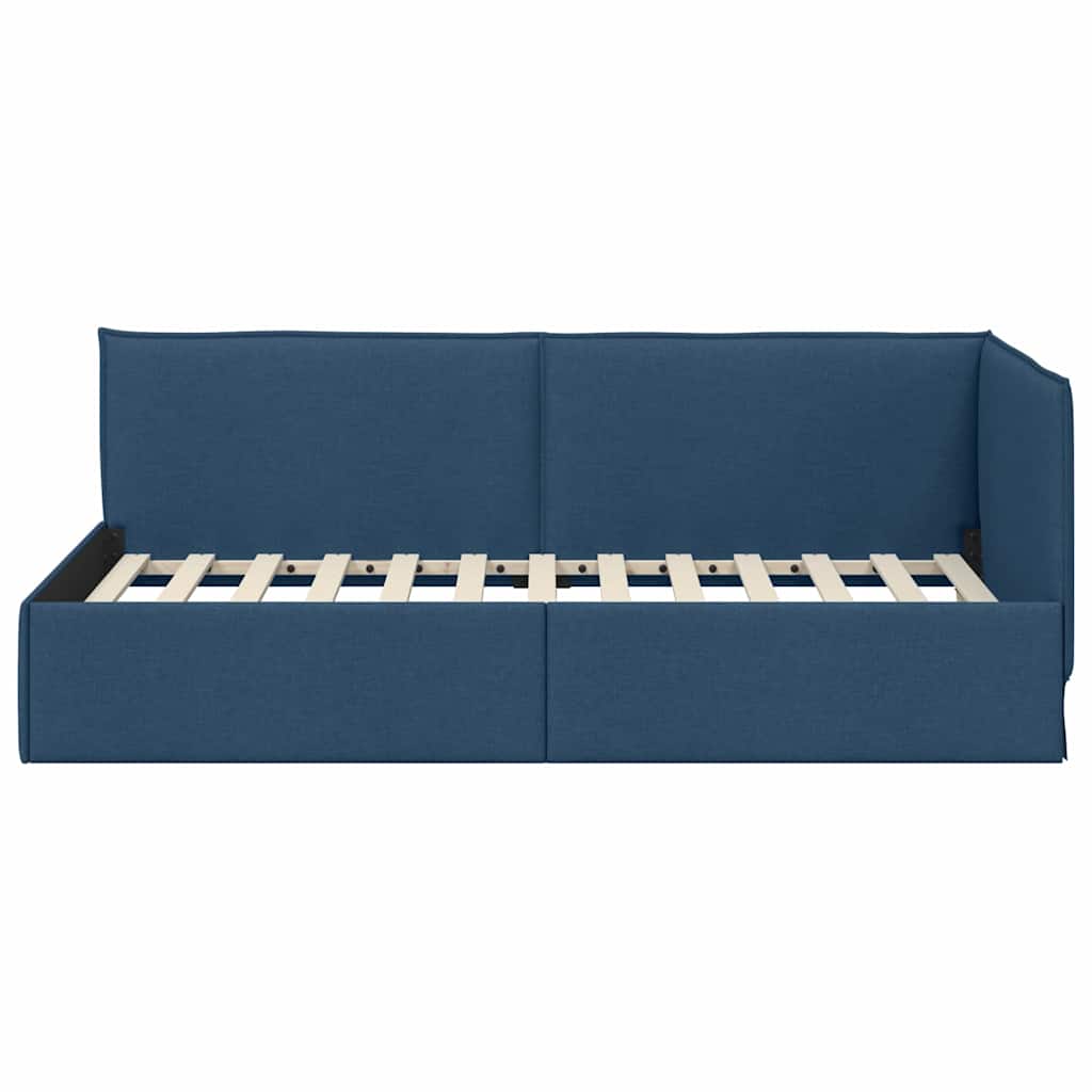 vidaXL Rama łóżka narożnego Z zagłówkiem Niebieski 90 x 200 cm tkanina